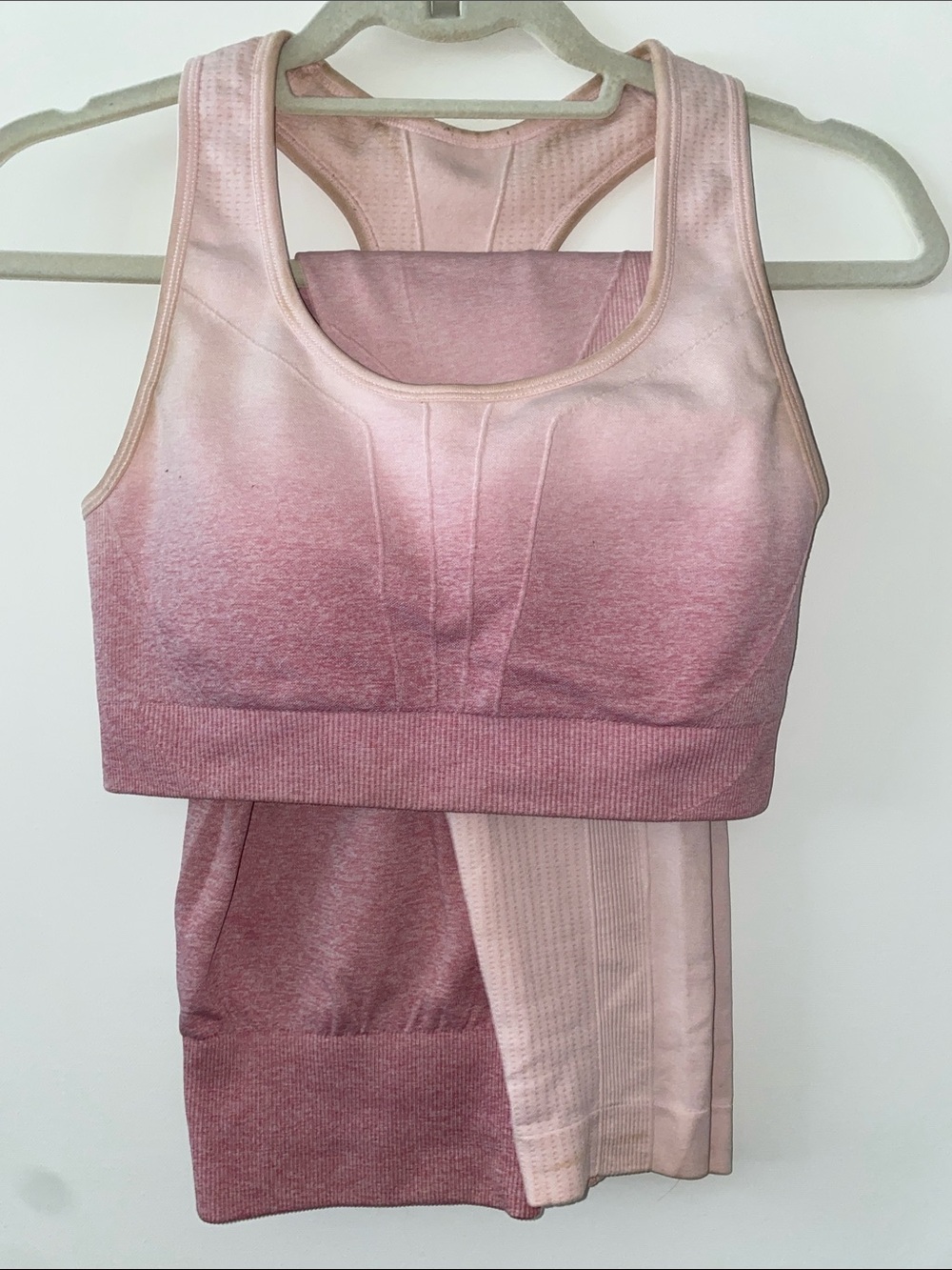 Seamless Ombre Sports Bra & Legging Set - Pink